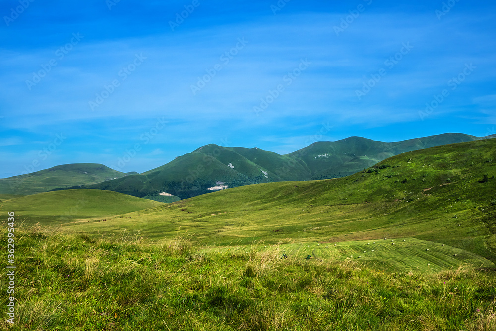 View of beautiful French Alps Mountains. Auvergne-Rhone-Alpes. France. View of beautiful French Alps Mountains. Auvergne-Rhone-Alpes. France.