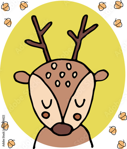 Cute deer illustration. Zoo illustration. Cute cartoon animal. Can be used for book illustrations, wallpapers and other items.