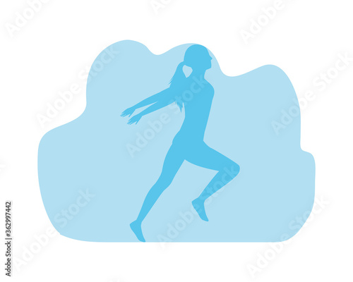 silhouette of athletic woman running