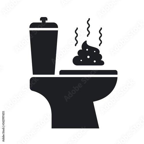 toilet and stinky shit icon on a white background. flat vector illustration