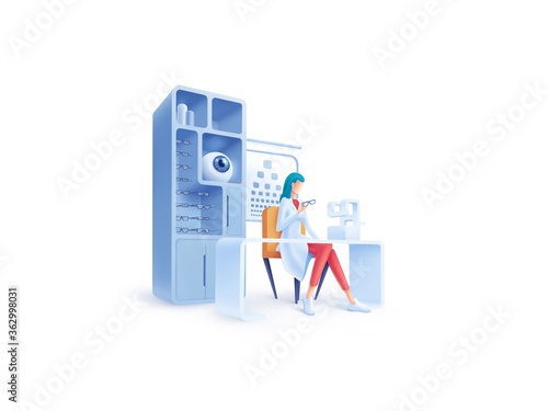 Healthcare series: Ophthalmologist. Ophthalmologist specialist at work