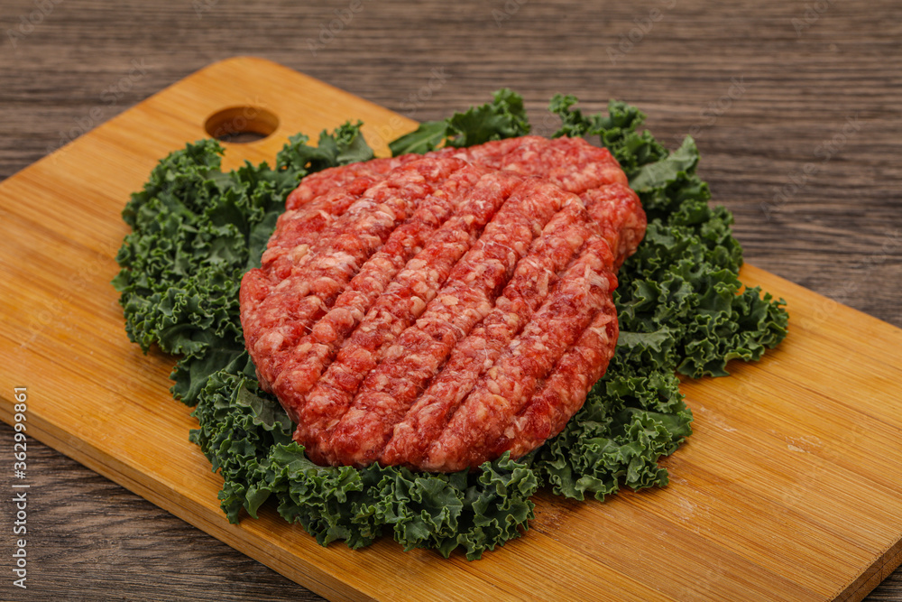 Raw beef burger cutlet for cooking Raw beef burger cutlet for cooking