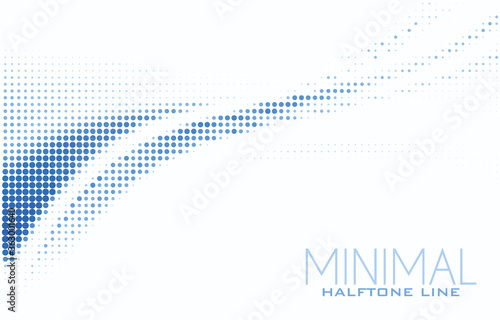 Blue halftone line on white background. Minimal vector pattern