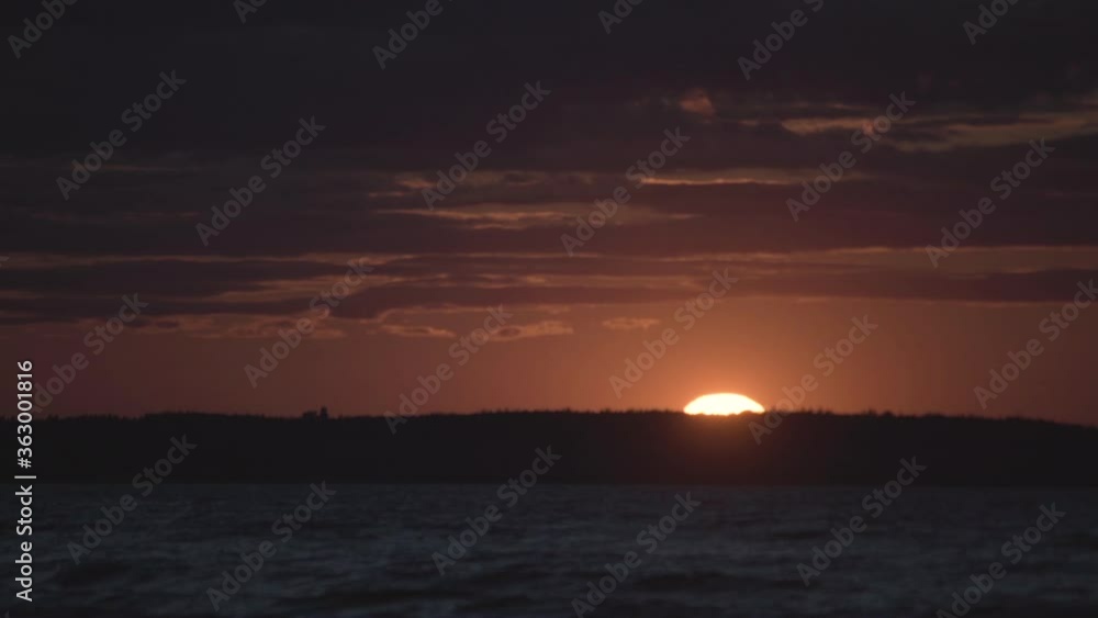 Sunset over coast and sea