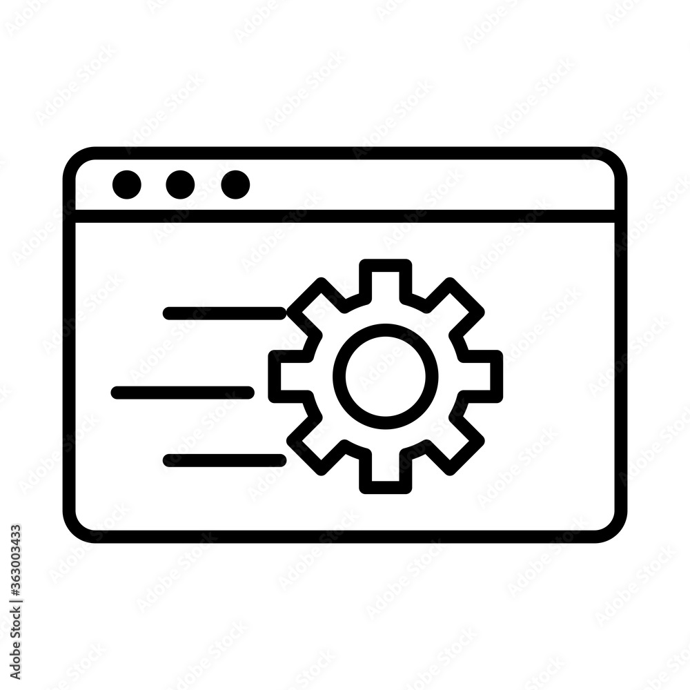 webpage with gear setting machine isolated icon webpage with gear setting machine isolated icon