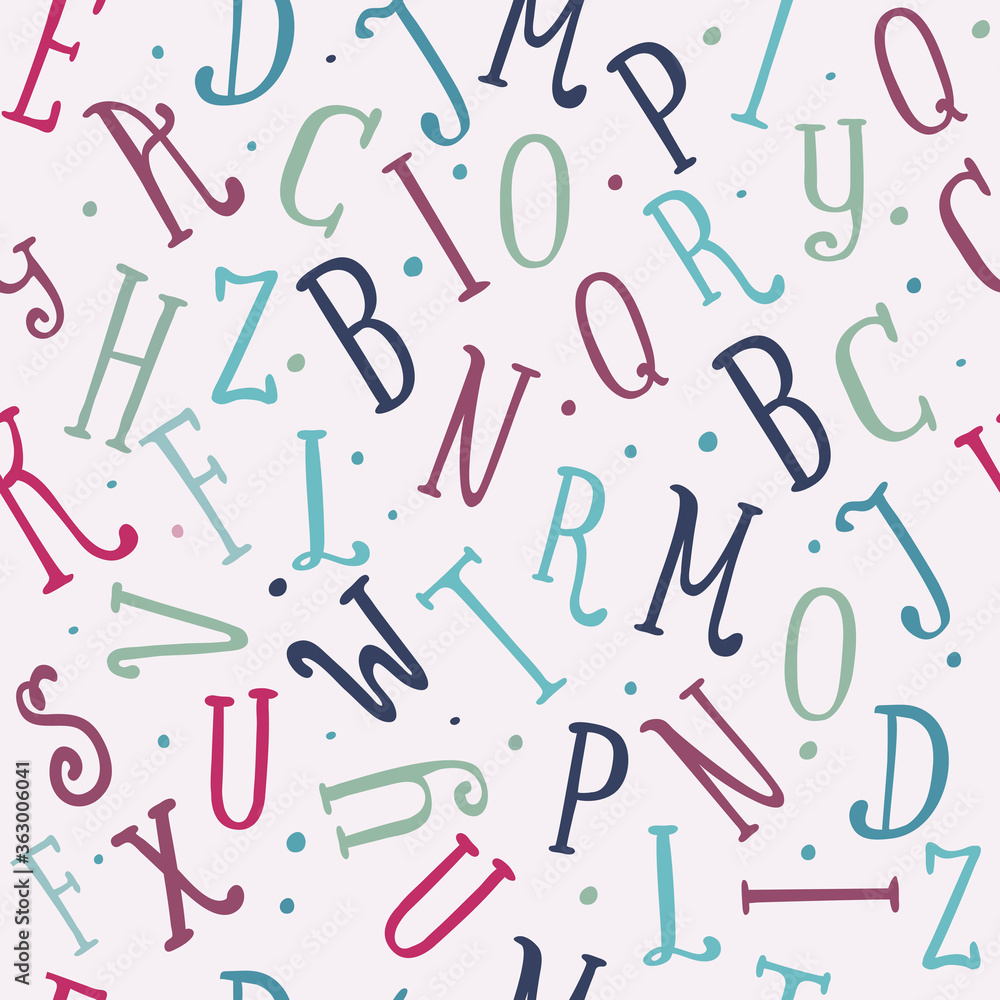 Vintage color seamless pattern of funny letters isolated