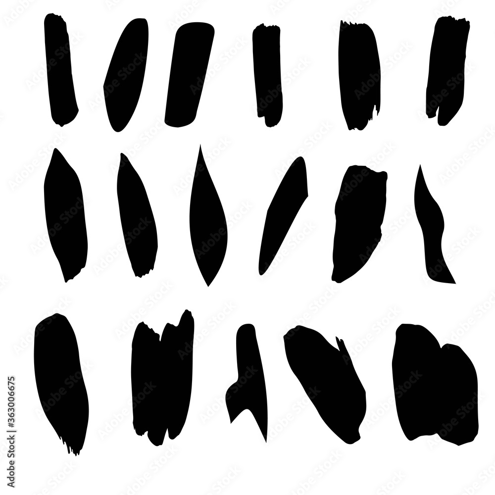 Isolated black brush strokes made by hand Isolated black brush strokes made by hand