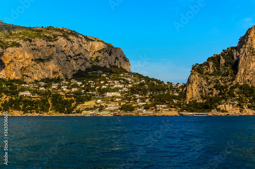 The Marina Piccolo side of Capri town as viewed from the sea