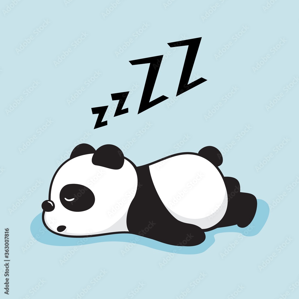 Lazy Panda Cartoon Cute Sleeping Animals Illustration Stock Vector | Adobe  Stock