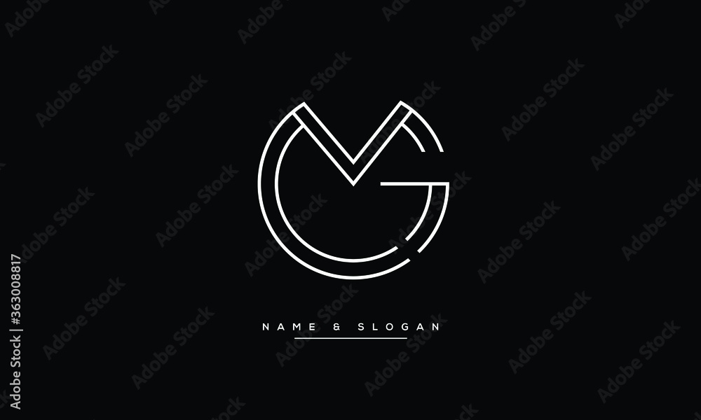 GM,MG ,G ,M Abstract Letters Logo Monogram Stock Vector