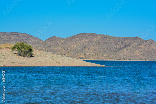 View of Lake Pleasant in Lake Pleasant Regional Park, Sonoran Desert, Arizona USA