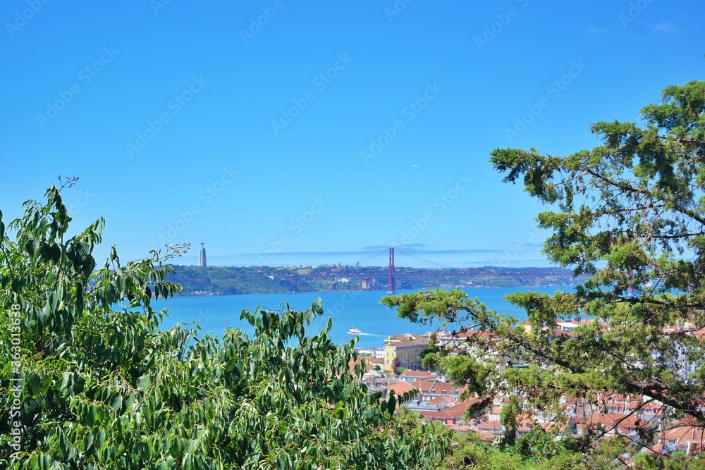 View over the tagus river and the bridge, Lisbon, Portugal