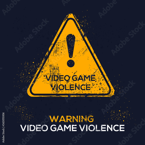 Warning sign (video game violence), vector illustration.