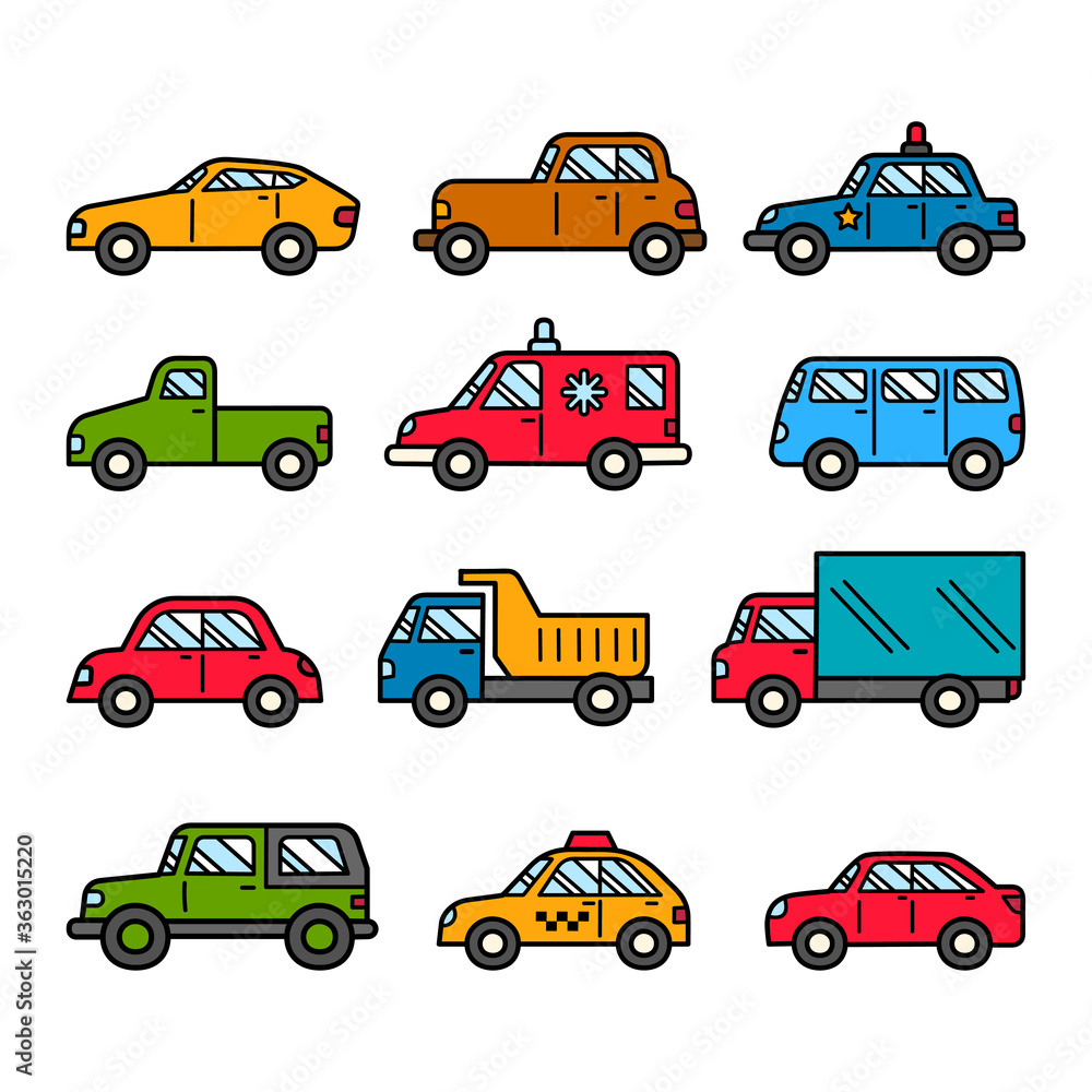 Obraz Car doodle illustration isolated background