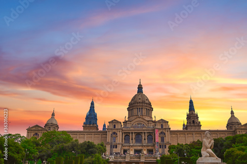 The Palau Nacional, or National Palace, in Barcelona, Spain