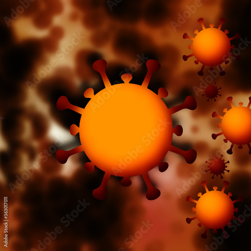 Virus pandemic concept. Abstract illustration. corona virus or covid-19 outbreak and influenza in 2020 (G4 EA H1N1). Computer virus, bacteria, medical, microbiology disease