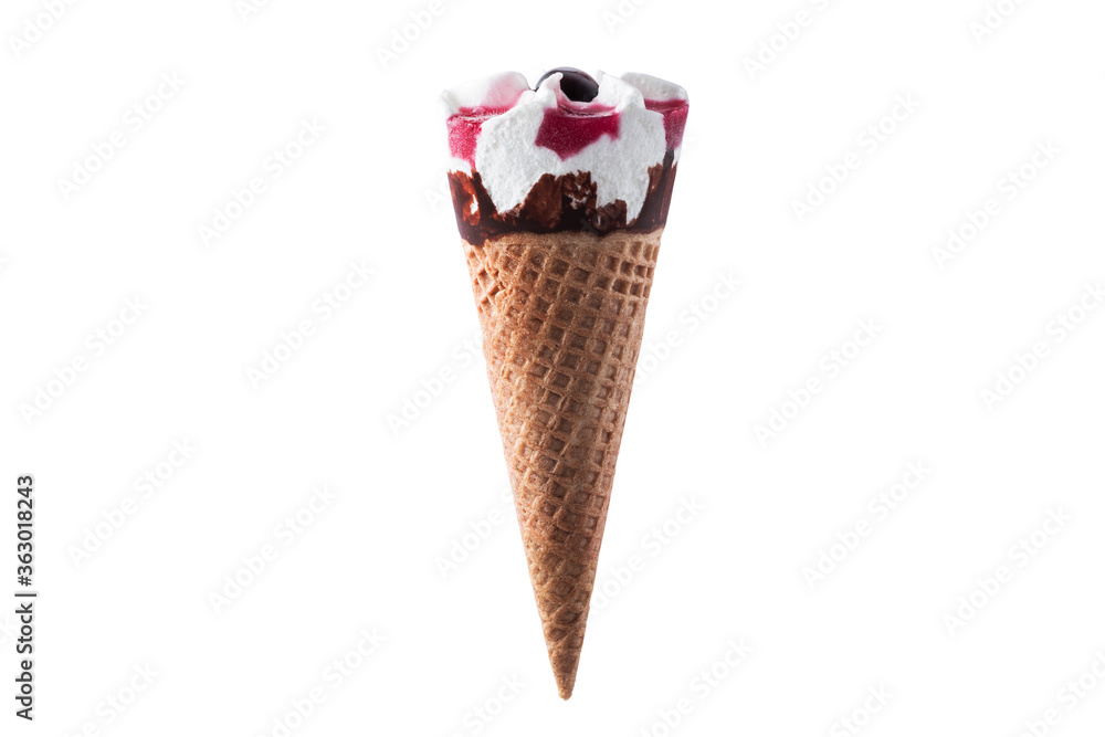 Cherry Ice cream isolated on white