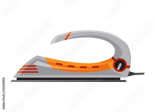 Iron steamer. Smoothing iron. Vector iron. Ironing electric household appliance. Steamer for laundry housework