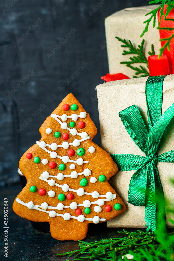 gingerbread christmas sweet festive pastries new year food background top view copy space for text organic healthy eating