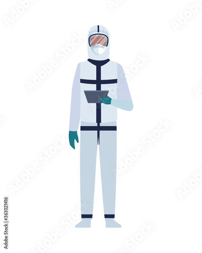 professional doctor wearing biosafety suit character