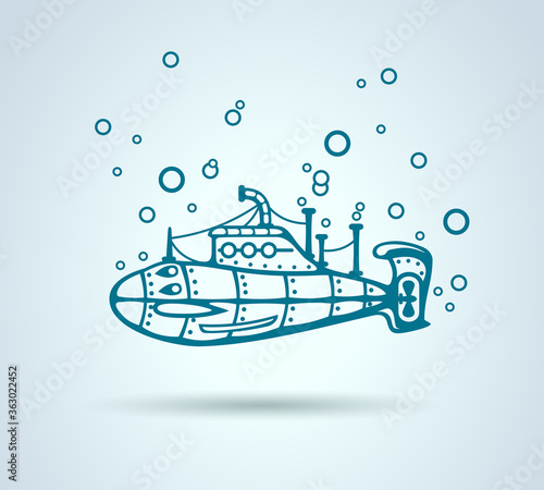 Submarine abstract, stylization, vector