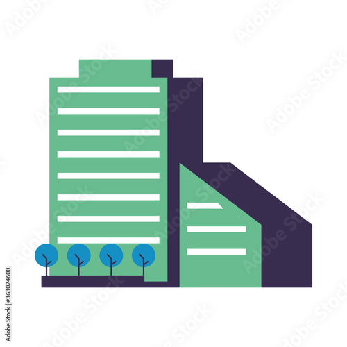 buildings constructions with trees city scene