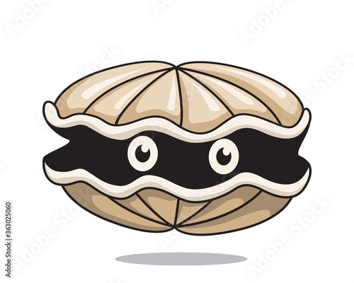 Oyster Cartoon Hiding Clam Illustration Shellfish