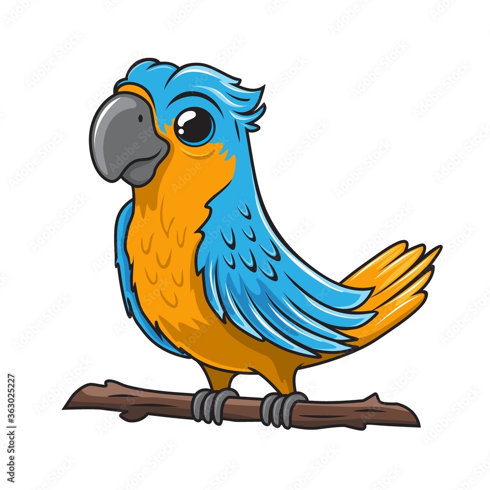 Fototapeta premium Parrot Bird Cartoon Cute Macaw Bird Illustration
