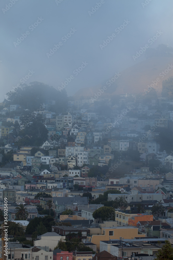 foggy san Francisco skyline 