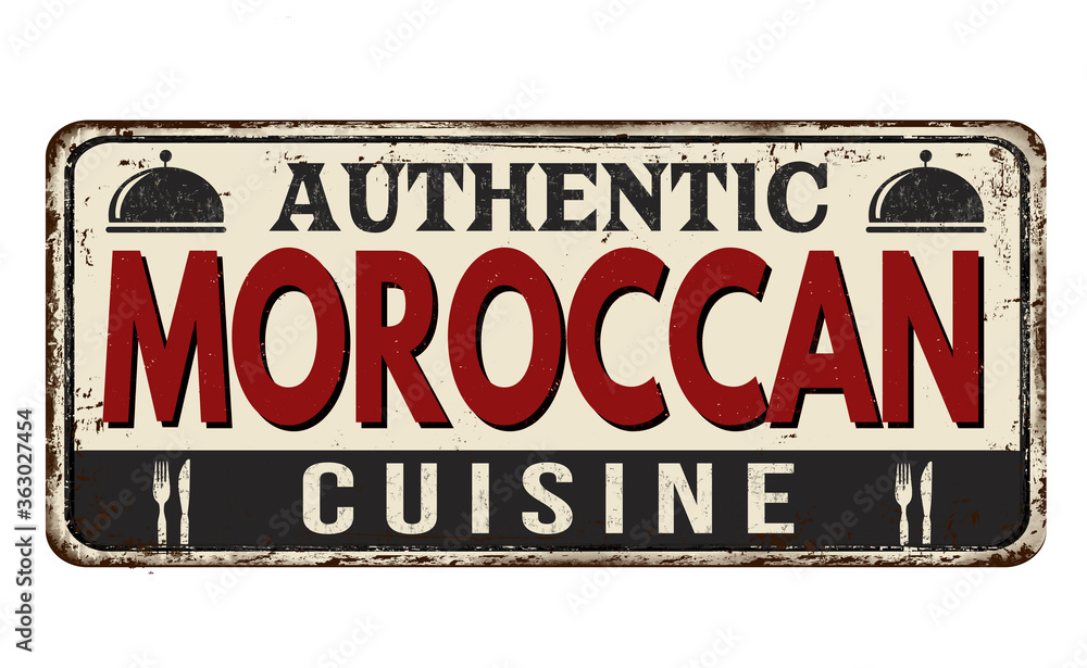Fototapeta premium Authentic moroccan cuisine vintage rusty metal sign