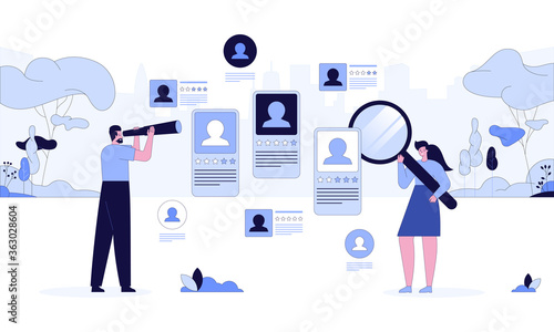 Vector illustration Head hunting in social network concept