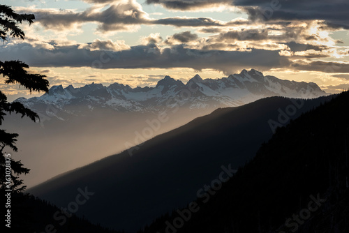 
Sunset on British Columbia costal mountains.
