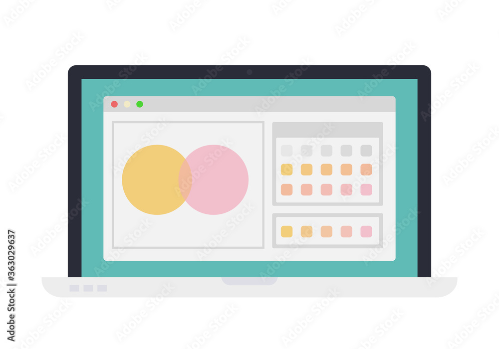 Open browser window on laptop vector flat isolated Open browser window on laptop vector flat isolated