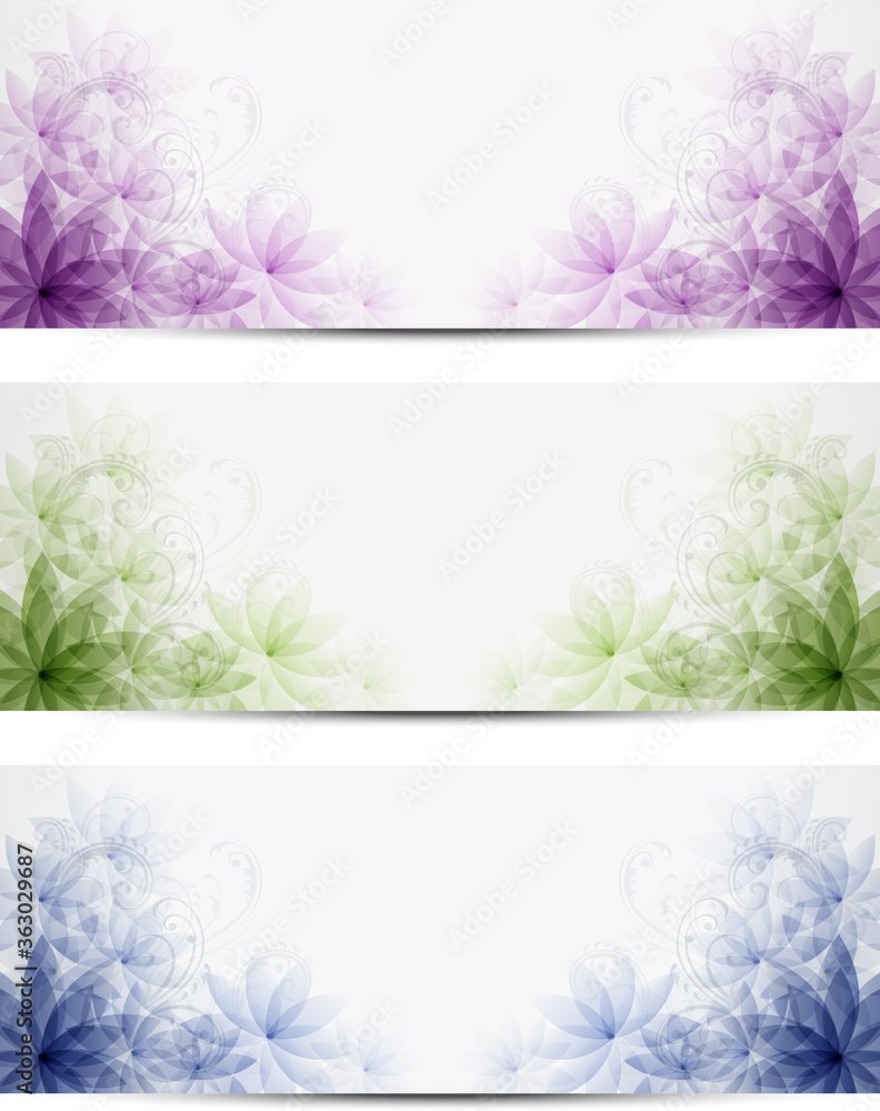 Vector brochures with flower backgrounds.