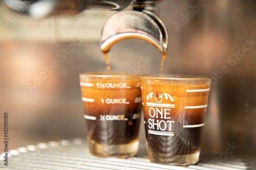 Double Shot of Espresso Fresh From the Machine