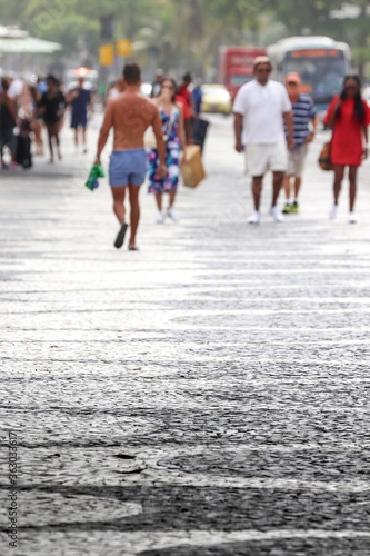 People walking on the streets of Brazil in summer