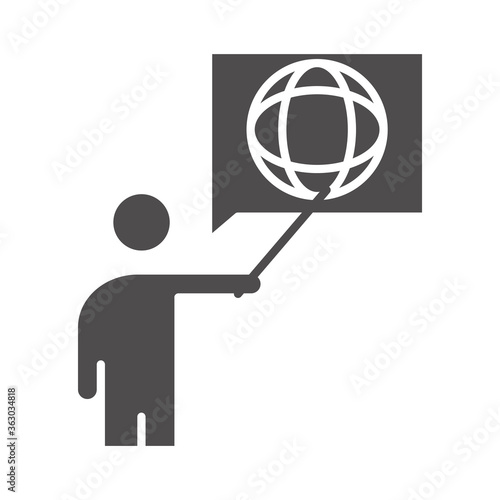 teach school and education teacher explain geography lesson silhouette style icon