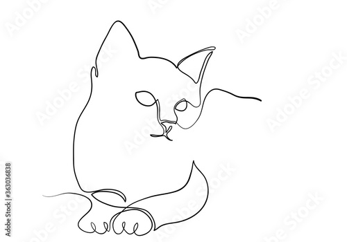 One line drawing of the cat in modern minimalistic style, line i photo