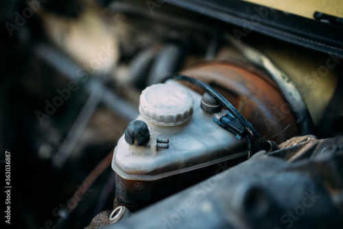 Car plastic box for water closeup. photo