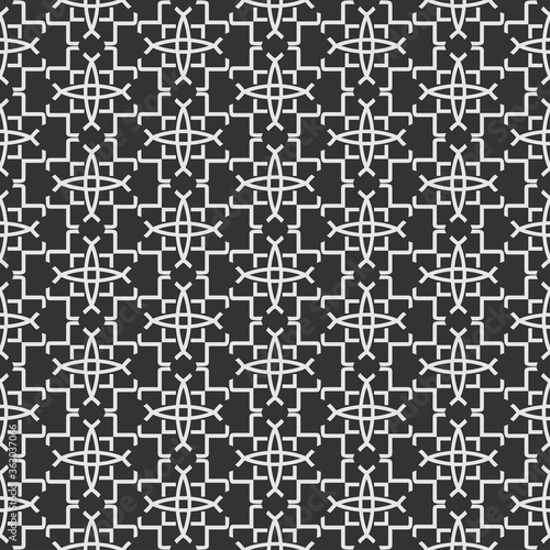 Black and white abstract background. Monochrome seamless pattern for fabric, tile, interior design or wallpaper. Vector background image