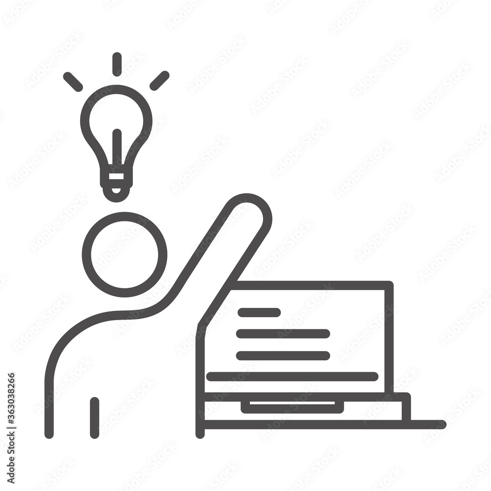 teach school and education online student laptop idea knowledge line style icon teach school and education online student laptop idea knowledge line style icon