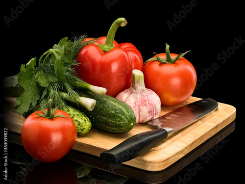 Group of fresh vegetable cultures for salad