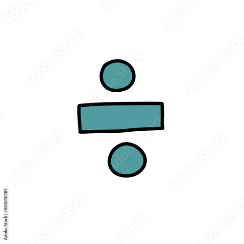 division sign doodle icon, vector color illustration