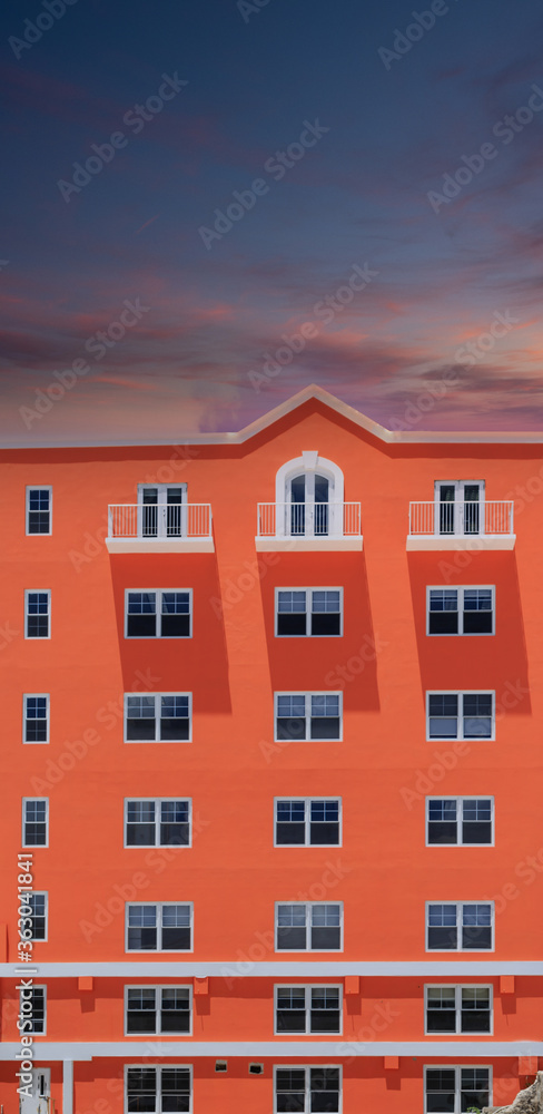 Orange Building on Dusk Sky Orange Building on Dusk Sky