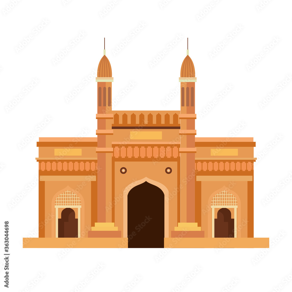 gateway, famous monument of india on white background vector illustration design