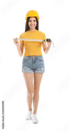 Young woman with measuring ...
