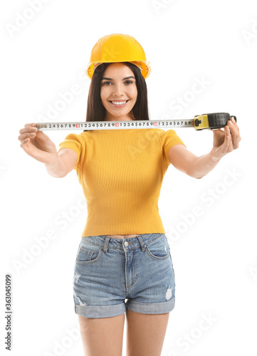 Young woman with measuring ...