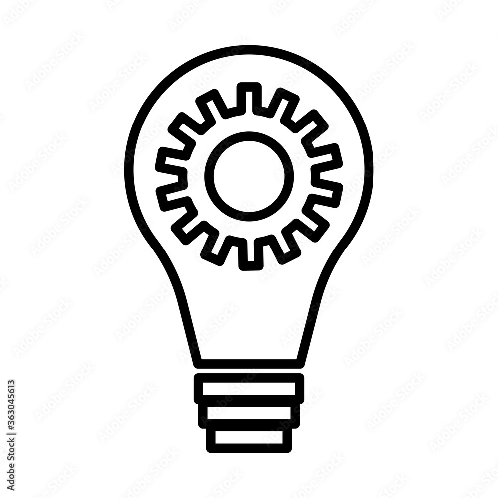 gear machine work in bulb line style icon gear machine work in bulb line style icon