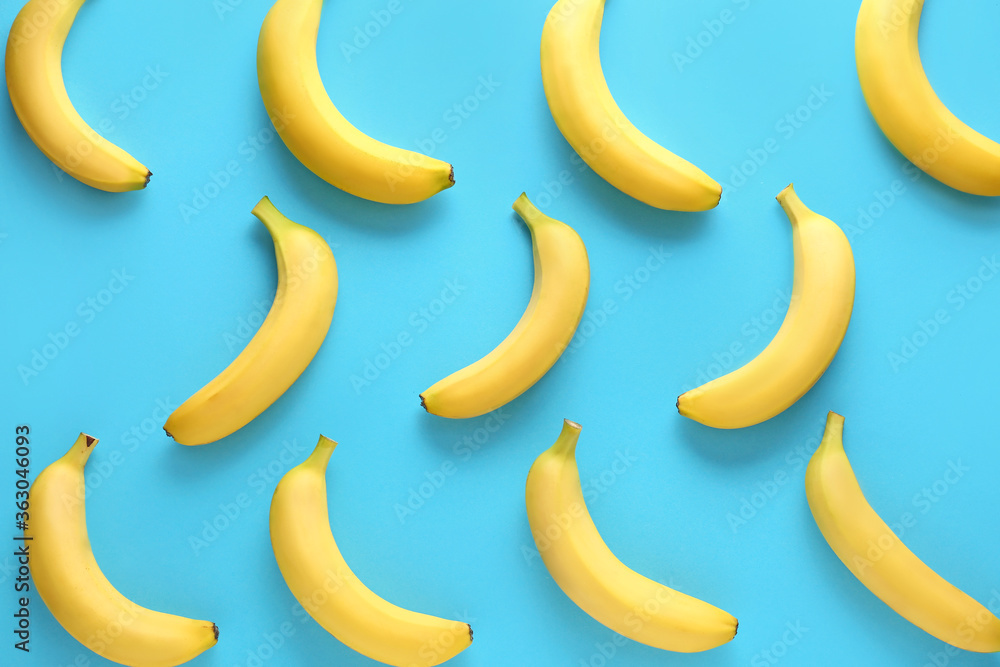 Ripe bananas on color background Ripe bananas on color background