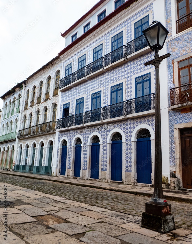 Vertical shot of a building with colonial architecture in Sao Luis, Brazil